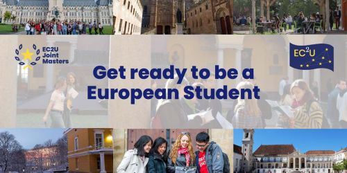 Collage con foto di eventi EC2U e scritta "Get ready to be a European Student"