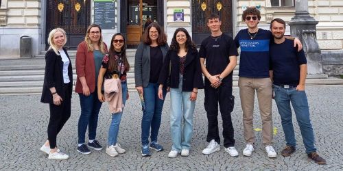Delegati UniPV e delegati dell'Università di Graz al termine della visita guidata dell'università