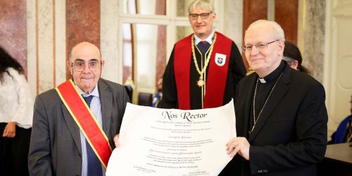 Prof. Feliciani con il Cardinale Péter Erdő e il Prof. Péter Szabo