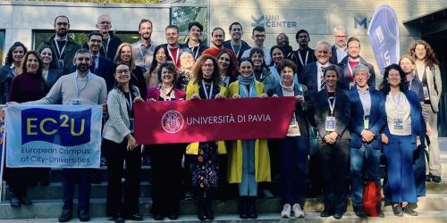 Foto di gruppo della delegazione UniPv all'EC2U Forum di Linz 2024