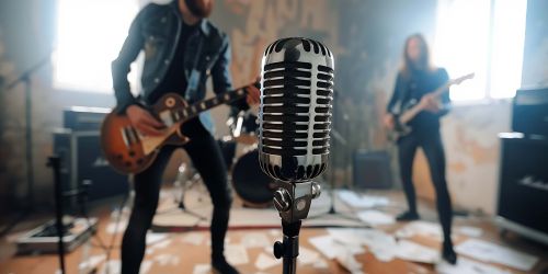 Band durante prove con microfono