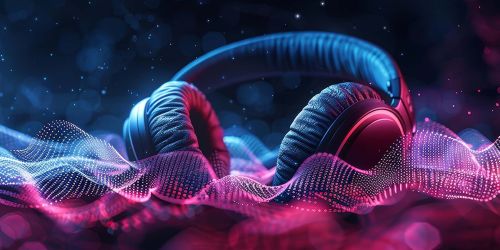 Cuffie musicali 3D galleggianti con onde sonore olografiche