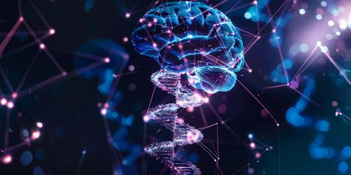Elica di DNA che si fonde con immagine di un cervello
