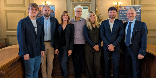 Da sinistra: Mattia Manzetti, Matteo Bignardi, Margherita Maiani, Davide Barbieri, Daniela Boggiani, Lorenzo Goppa, Alessandro Greco
