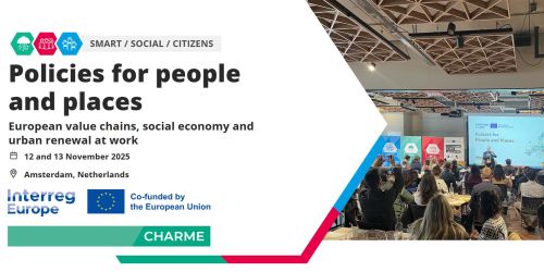 Copertina "Policies for people and places" con info principali evento e foto dell'incontro