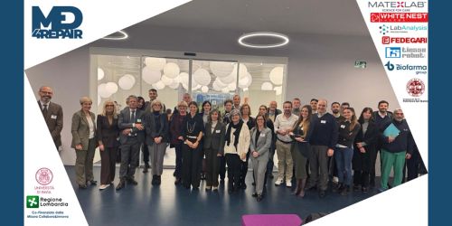 Foto di gruppo dei partecipanti al Kick off meeting del progetto MED4Repair con logo dei partner coinvolti