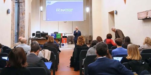 L'intervento del prof. Matteo Alvaro durante l'incontro "EC2U tra presente e futuro"