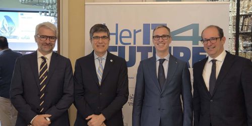 Marco Morandotti, Paolo Gamba, il Rettore Alessandro Reali e Carlo Berizzi