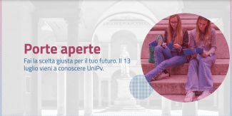 Banner Evento Porte Aperte con studentesse nei cortili Unipv