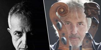 Giovanni Sollima (a sinistra) e Mario Brunello (a destra), primi piani affiancati