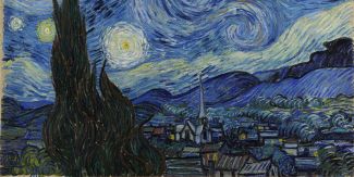 Dettaglio del quadro "Notte stellata" di V. Van Gogh