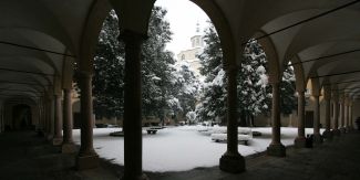 Cortile delle Magnolie innevato