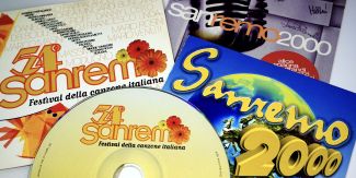 Collage con copertine dischi diverse edizioni del Festival di Sanremo