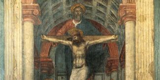 Dettaglio dell'affresco "Santissima Trinità, con la Vergine Maria, San Giovanni e i donatori" di Masaccio, 1425-28, Basilica di Santa Maria Novella, Firenze
