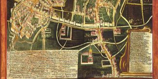 Dettaglio della veduta della città di Bergamo realizzata da Alvise Cima, 1693