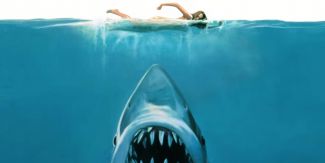 Dettaglio dell'immagine sulla locandina del film "Lo squalo"