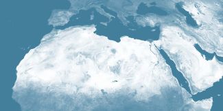 Cartina geografica raffigurante parte dell'Africa, Medio Oriente e parte dell'Europa