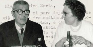 Benvenuto Terracini e Maria Corti, sullo sfondo una delle lettere che si sono scambiati