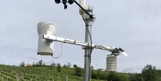 Dettaglio di un sensore del terreno in un vigneto