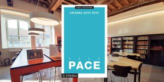 Copertina del libro "Pace" sullo sfondo la Sala Esagoni