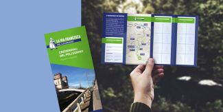 Depliant aperto e chiuso de "La Via Francisca"