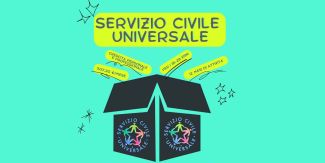 Disegno di una scatola riportante su due lati il logo del Servizio Civile Universale