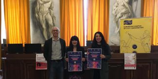 Andrea Pichelli (GLOBEC-EC2U), Prof.ssa Rossella Nappi (UniPv) e Assessora Alessandra Fuccillo (Comune) alla conferenza stampa di presentazione dell'evento