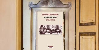 Copertina "Jerusalem Suite". Sullo sfondo prospettiva interna delle stanze di Palazzo Vistarino