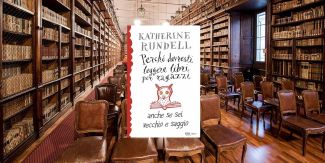 Copertina libro "Perché leggere i libri per ragazzi". Sullo sfondo il Salone Teresiano della Biblioteca Universitaria di Pavia