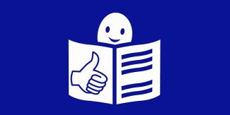 Libro aperto. Su una delle pagine mano con pollice in su