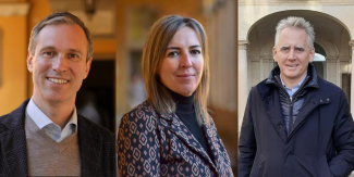 Collage con le foto di Alessandro Reali, Silvia Figini e Stefano Sibilla, candidati Rettore