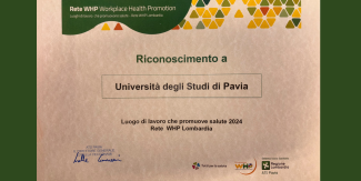 Attestato di “Luogo di lavoro che promuove salute” - Rete WHP Lombardia attribuito a UniPv
