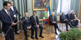 Palazzo del Quirinale, 15/09/2025. L'intervento del Rettore UniPv Francesco Svelto alla presenza del Presidente della Repubblica Sergio Mattarella in occasione della cerimonia di consegna del Premio Burgio.