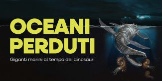 Banner mostra "Oceani perduti" con titolo e immagine di uno degli animali marini