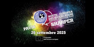 Copertina "Sharper Night" con logo evento, logo Unione europea e data