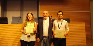 Margherita Cavallo, Marco Biggiogera e Claudio Casali il giorno della premiazione