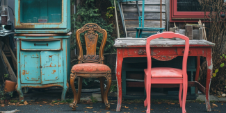 Mobili e sedie di legno da restaurare