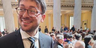 Raffaele Vitolo in Aula Magna il giorno della Cerimonia di proclamazione dei Dottori di ricerca