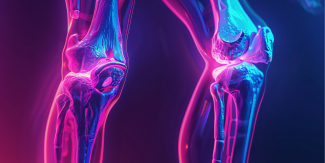 Immagine delle ossa del ginocchio in colori sgargianti
