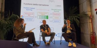 Il prof. Lescai (a destra) durante la presentazione del progetto 