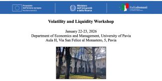 Locandina "Volatility and Liquidity Workshop" con principali dati evento e loghi degli sponsor