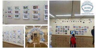 Collage con i disegni eseguiti dai bambini e dai ragazzi nell'ambito del progetto "Angels Who Paint Exhibition"