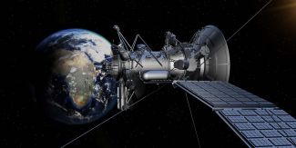 Vista dallo Spazio della Terra e di un satellite