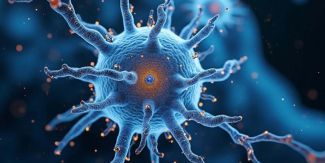 Immagine ingrandita di una cellula virale