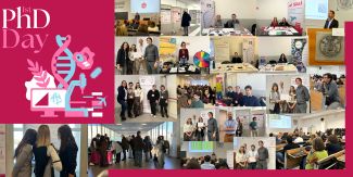 Collage con le immagini del "1st PhD Day" del Corso di Dottorato di Ricerca in Genetica, Biologia Molecolare e Cellulare dell’Università di Pavia 
