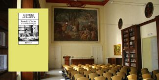 Copertina "Fratelli d'Italia", sullo sfondo dell'Aula Magna del Collegio F.lli Cairoli