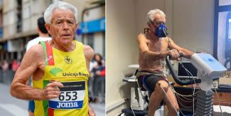 Juan Lopez Garcia mentre corre e durante i test a cui è stato sottoposto dai ricercatori