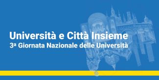 Copertina evento "Università e Città insieme" 2026 con titolo e grafica composta con luoghi significativi UniPv