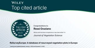 Certificato al prof. Graziano Rossi come "Top cited article" della rivista "Journal of Vegetation Science"