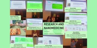Collage con le foto degli interventi della mattina del workshop "Ricerca e Nanomedicina"